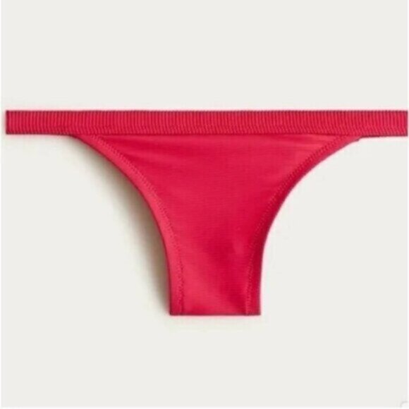 NWT J Crew Pink Ribbed Trim Hipster Full Coverage Bikini Bottom Small - Picture 1 of 8